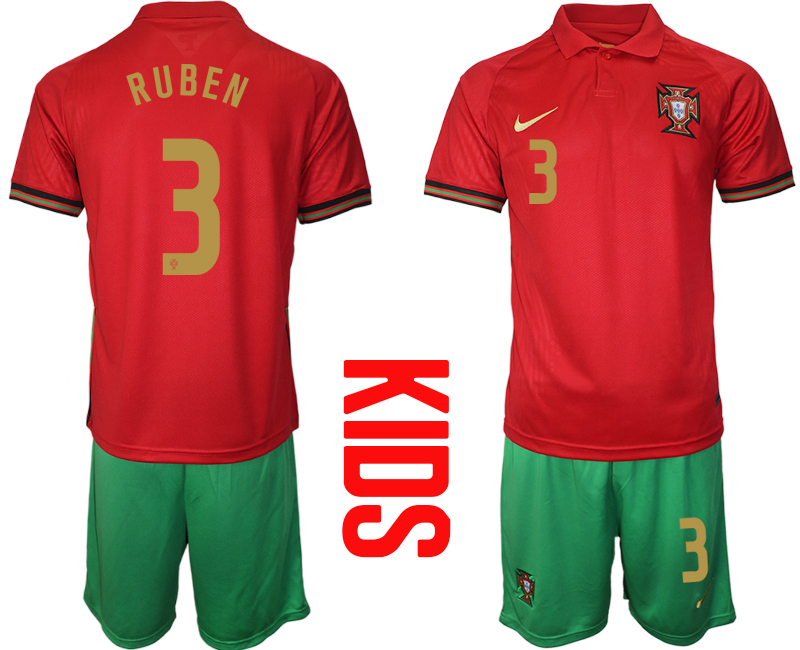 2021 European Cup Portugal home Youth #3 soccer jerseys->youth soccer jersey->Youth Jersey